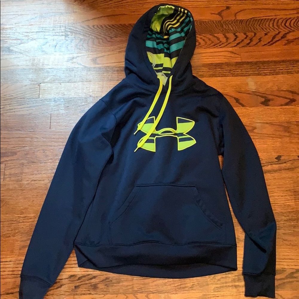 Under armour hoodie navy blue and green